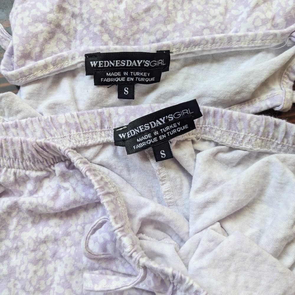 Women's Wednesday’s Girl Pajama Set - Lavender Floral, Size S - Picture 3 of 3